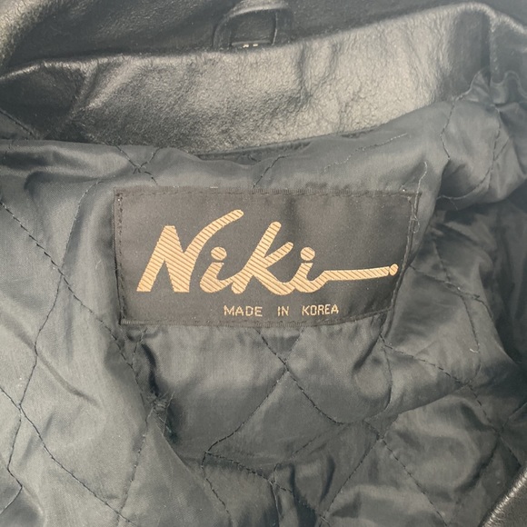 Niki Leather Jacket size XL Black Motorcycle jacket vintage - Picture 12 of 15